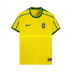 Camisola Brasil Retro Homem Equipamento Primeiro 1998 Manga Curta